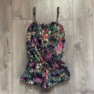 PINK Victoria’s Secret Women’s XS Black Floral Lightweight Romper
